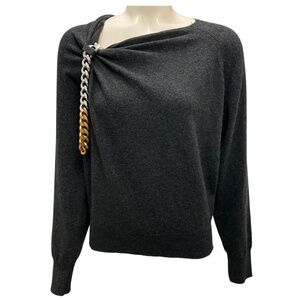 STELLA MCCARTNEY 2024 DARK GREY MELANGE CHAIN EMBELLISHED JUMPER